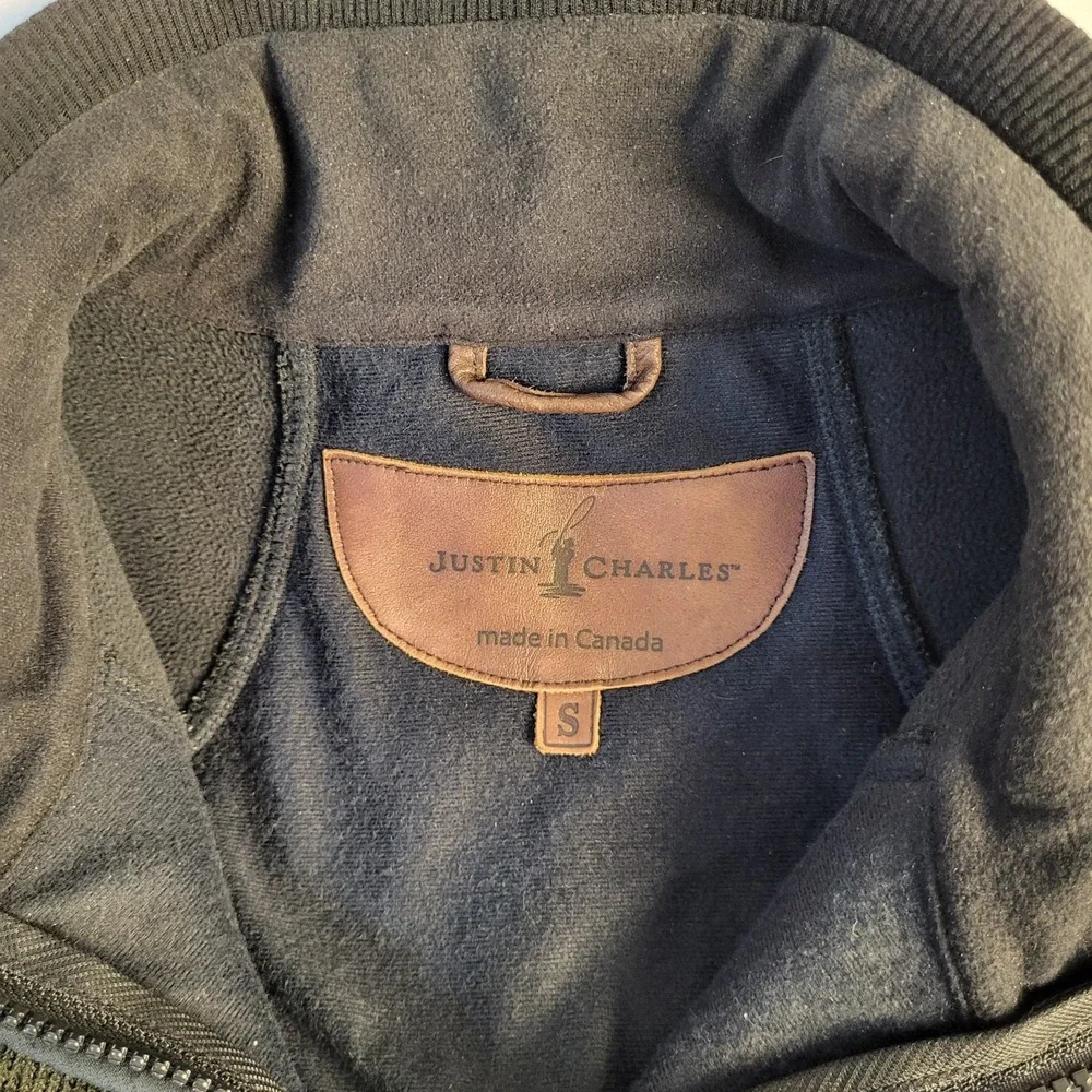 Justin Charles Men's Sm Wool Blend Full Zip Jacket Dark Green Black Canada
